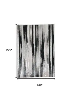 10' X 13' Beige and Black Abstract Power Loom Area Rug