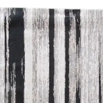 8' Beige and Black Abstract Power Loom Runner Rug