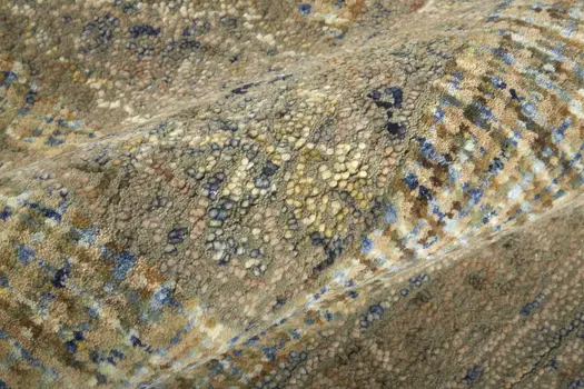 8' Beige Blue And Gray Wool Oriental Hand Tufted Runner Rug