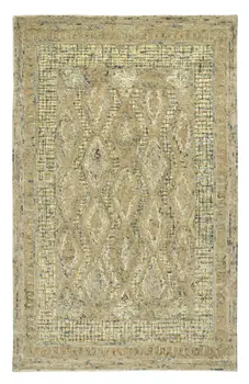 8' Beige Blue And Gray Wool Oriental Hand Tufted Runner Rug
