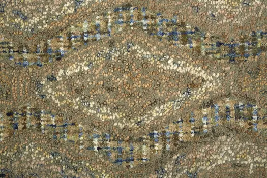 2' X 3' Tan Blue And Gray Wool Floral Tufted Handmade Stain Resistant Area Rug