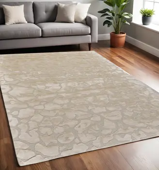 5' X 8' Gray and Ivory Abstract Hand Tufted Non Skid Area Rug