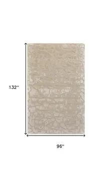 8' X 11' Ivory Taupe And Tan Abstract Tufted Handmade Area Rug