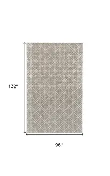 8' X 11' Taupe Ivory And Tan Wool Abstract Tufted Handmade Area Rug