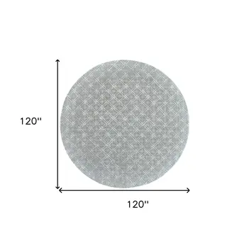 10' Blue Silver And Gray Round Wool Abstract Tufted Handmade Area Rug