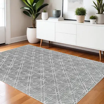 4' X 6' Gray Wool Abstract Hand Tufted Area Rug