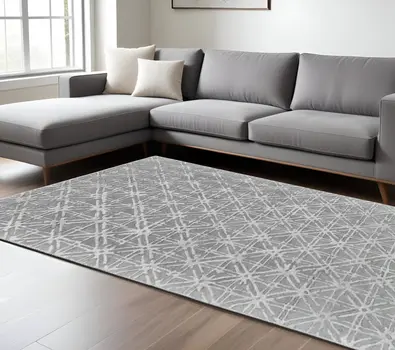 8' X 11' Gray And Silver Wool Abstract Tufted Handmade Area Rug
