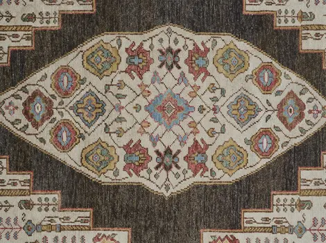 4' X 6' Green and Ivory Wool Floral Hand Knotted Distressed Area Rug With Fringe