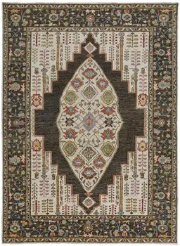 2' X 3' Green and Ivory Wool Floral Hand Knotted Distressed Area Rug With Fringe