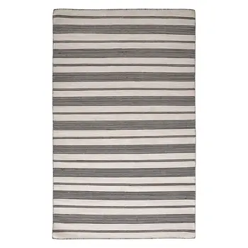 4' X 6' Black And White Striped Hand Woven Area Rug