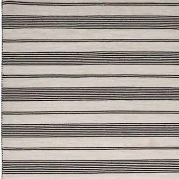 4' X 6' Black And White Striped Hand Woven Area Rug