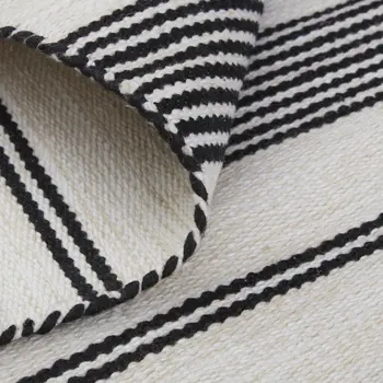 4' X 6' Black And White Striped Hand Woven Area Rug