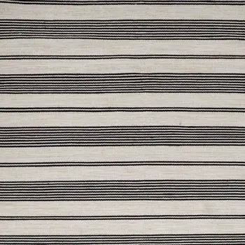 5' X 8' Black And White Striped Dhurrie Hand Woven Stain Resistant Area Rug