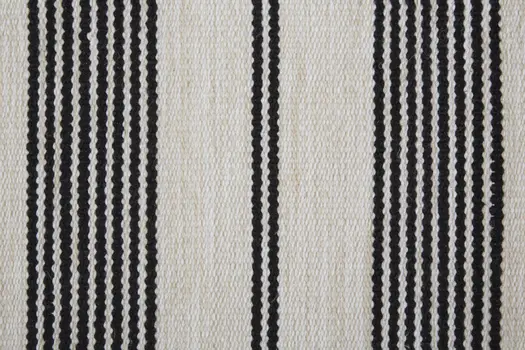 8' X 11' Black And White Striped Dhurrie Hand Woven Stain Resistant Area Rug