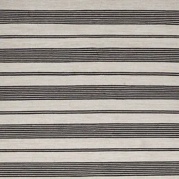 10' X 14' Black And White Striped Dhurrie Hand Woven Stain Resistant Area Rug
