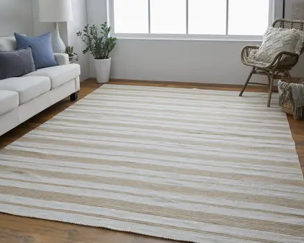 4' X 6' Brown and Ivory Striped Hand Woven Area Rug