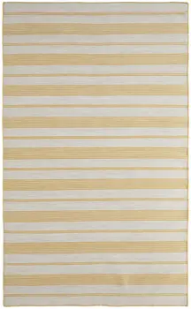 8' X 11' Yellow and Ivory Striped Hand Woven Area Rug