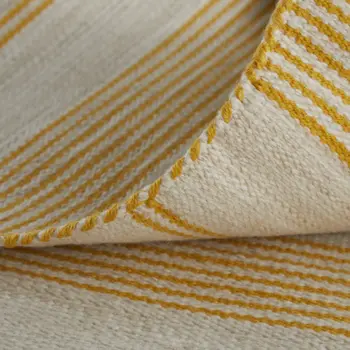 8' X 11' Yellow and Ivory Striped Hand Woven Area Rug