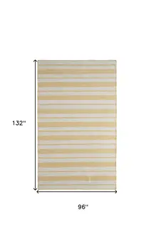 8' X 11' Yellow and Ivory Striped Hand Woven Area Rug