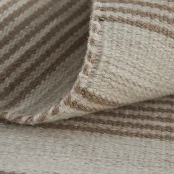 5' X 8' Ivory And Taupe Striped Dhurrie Hand Woven Stain Resistant Area Rug