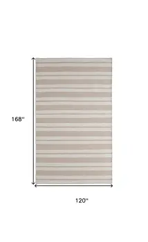 10' X 14' Black And White Striped Dhurrie Hand Woven Stain Resistant Area Rug