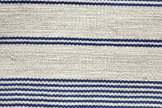 5' X 8' Blue And Ivory Striped Dhurrie Hand Woven Stain Resistant Area Rug