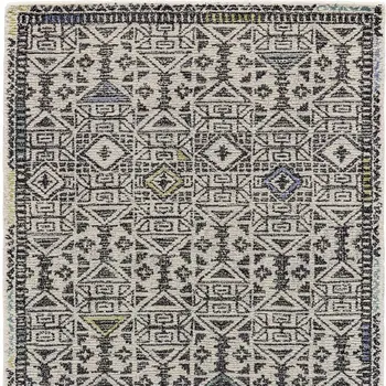 8' X 11' Gray Ivory And Black Wool Geometric Tufted Handmade Area Rug
