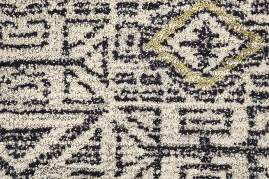2' X 3' Gray Ivory And Black Wool Geometric Tufted Handmade Area Rug