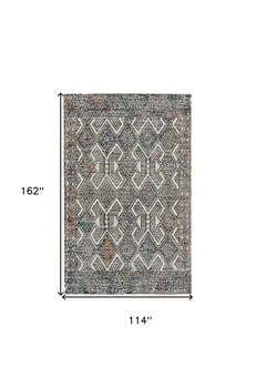 10' X 14' Black and Ivory Wool Chevron Hand Tufted Distressed Area Rug