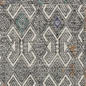 2' X 3' Black and Ivory Wool Chevron Hand Tufted Distressed Area Rug