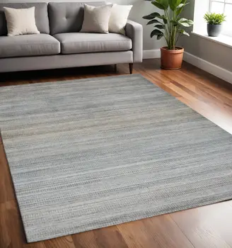 5' X 8' Blue Gray And Purple Ombre Hand Woven Area Rug