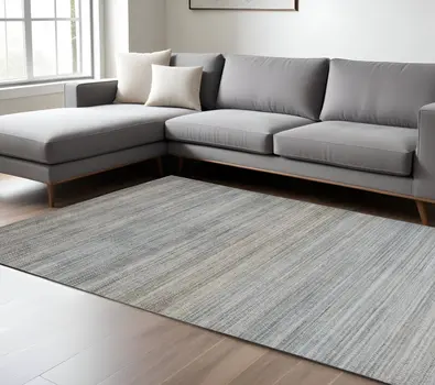 8' X 11' Blue and Gray Ombre Hand Woven Area Rug
