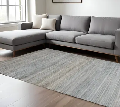 10' X 13' Blue Gray And Purple Ombre Hand Woven Area Rug