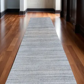10' Gray and Purple Ombre Hand Woven Runner Rug