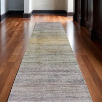 10' Beige and Purple Ombre Hand Woven Runner Rug
