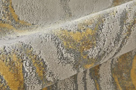 7' X 10' Gold Ivory and Gray Abstract Area Rug