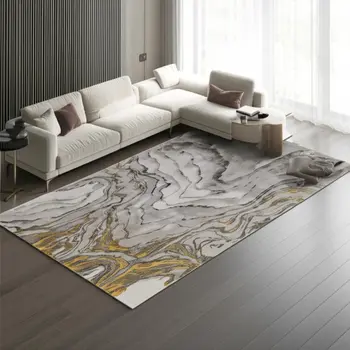 8' X 11' Gold and Ivory Abstract Area Rug
