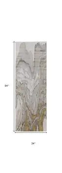 8' Gold and Ivory Abstract Runner Rug