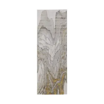 8' Gold and Ivory Abstract Runner Rug