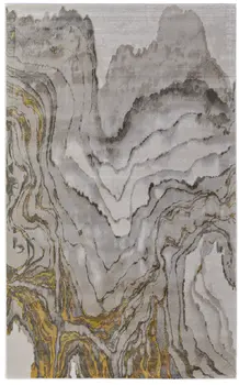 12' X 15' Gold and Ivory Abstract Area Rug