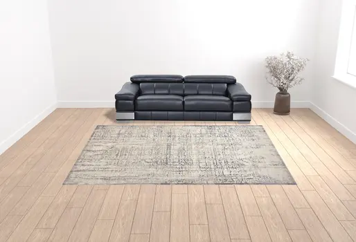 10' X 13' Ivory And Gray Abstract Stain Resistant Area Rug