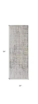 8' Ivory and Gray Abstract Distressed Runner Rug