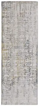 8' Ivory and Gray Abstract Distressed Runner Rug
