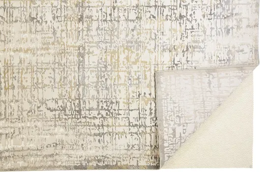 2' X 3' Ivory And Gray Abstract Stain Resistant Area Rug