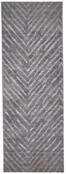 8' Gray and Silver Abstract Distressed Runner Rug