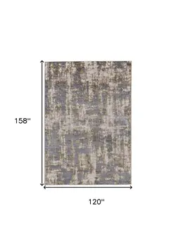 10' X 13' Gray And Gold Abstract Stain Resistant Area Rug