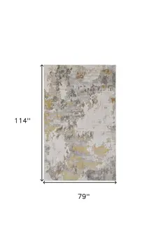 7' X 10' Ivory Gold And Gray Abstract Stain Resistant Area Rug