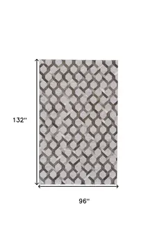 8' X 11' Gray Taupe And Silver Geometric Hand Woven Area Rug