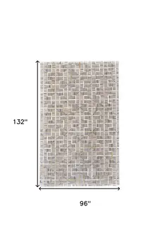 8' X 11' Gray Ivory And Brown Geometric Hand Woven Area Rug