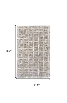 10' X 13' Gray Ivory And Brown Geometric Hand Woven Area Rug